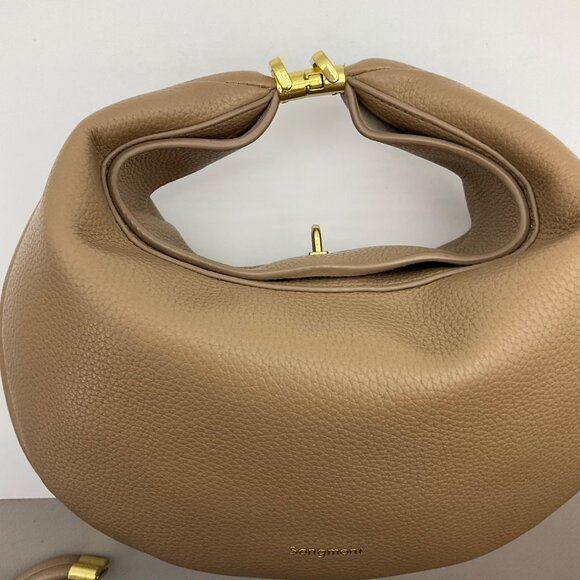 Songmont Luna Shoulder Bag Tan Beige Vegan Leather Hobo Detachable Strap*Read - Picture 13 of 16